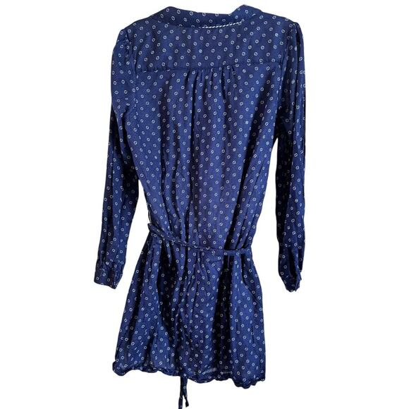 Lilly Pulitzer Davie Navy Blue White Button Print Tie Waist Shirt Dress Size 16 - Picture 2 of 6